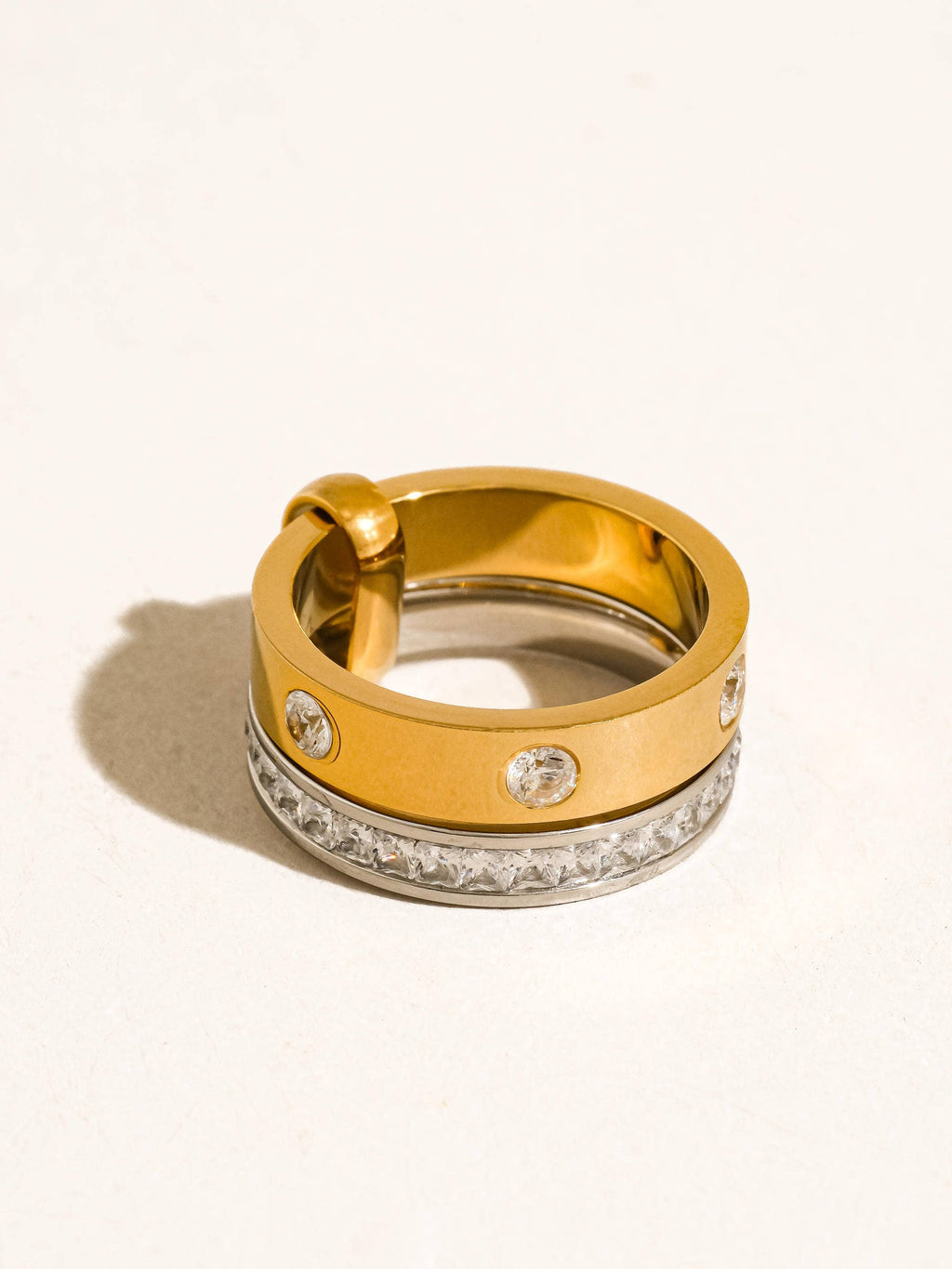 Two-Tone Crystal Band Ring