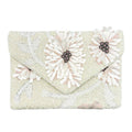 CREAM FLORAL BEADED CLUTCH