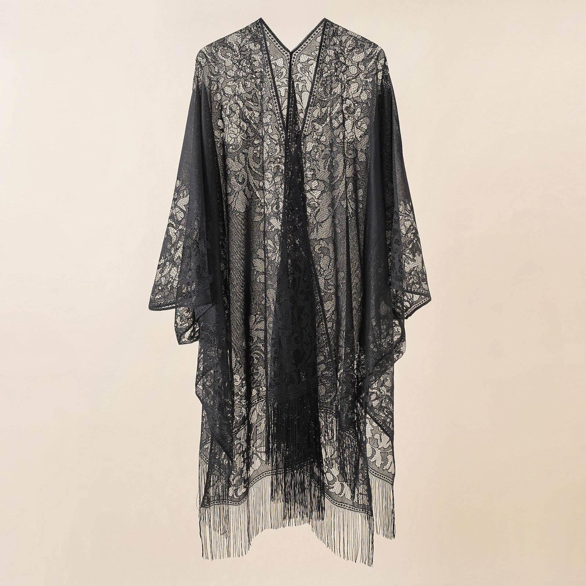 Floral Lace Fringe Kimono