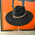 Wide Brim Suede Hat W/ Leopard printed belt