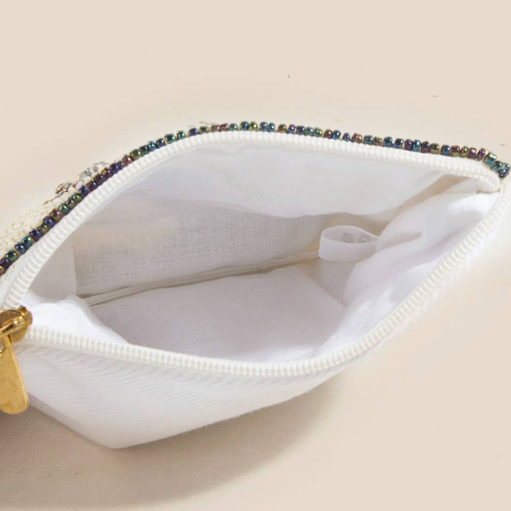 Sea Anchor And Rope Seed Beaded Coin Purse