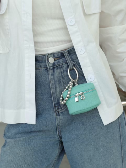 Leather Sling Key Chain Mini Purse Charm