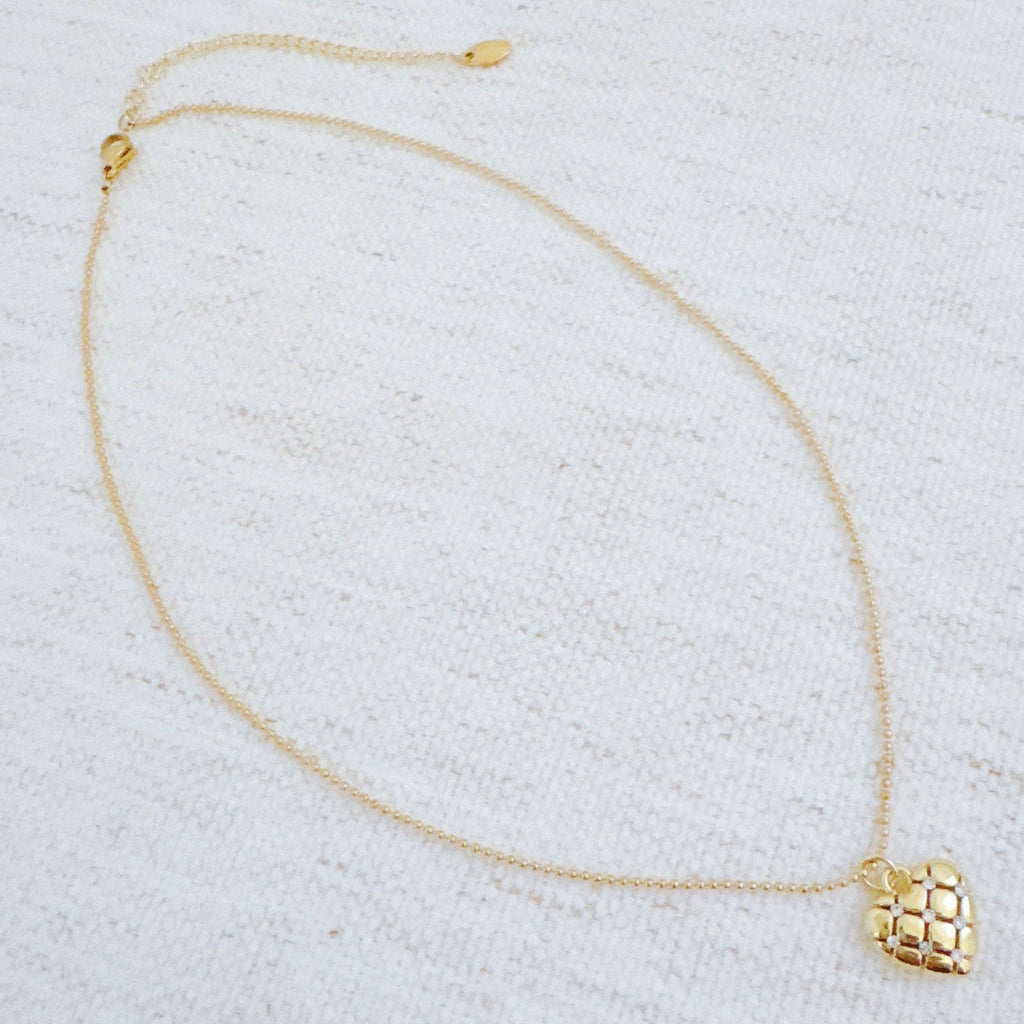 Quilted Luxe Heart Charm Necklace