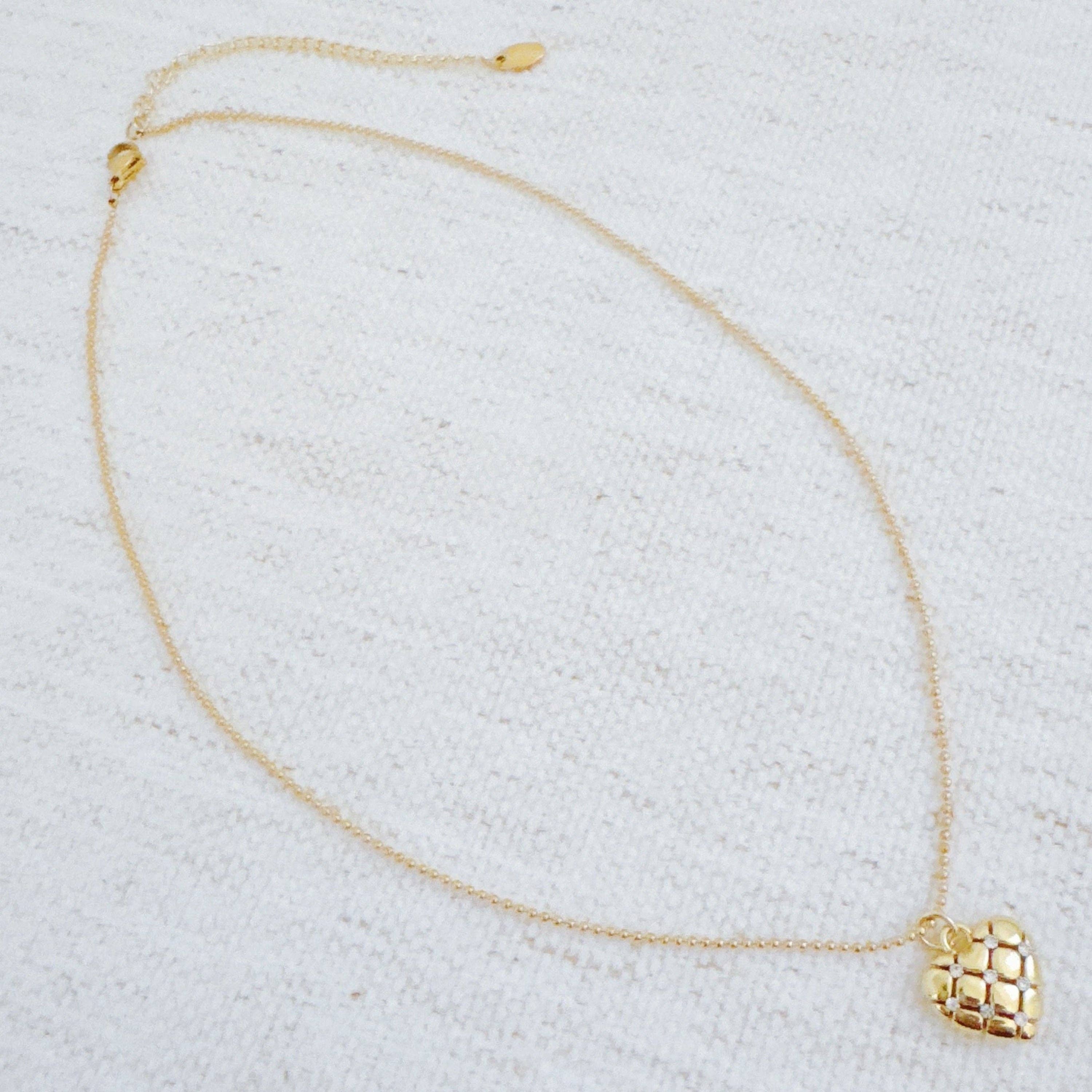Quilted Luxe Heart Charm Necklace