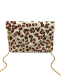 Pink Leopard Beaded Clutch