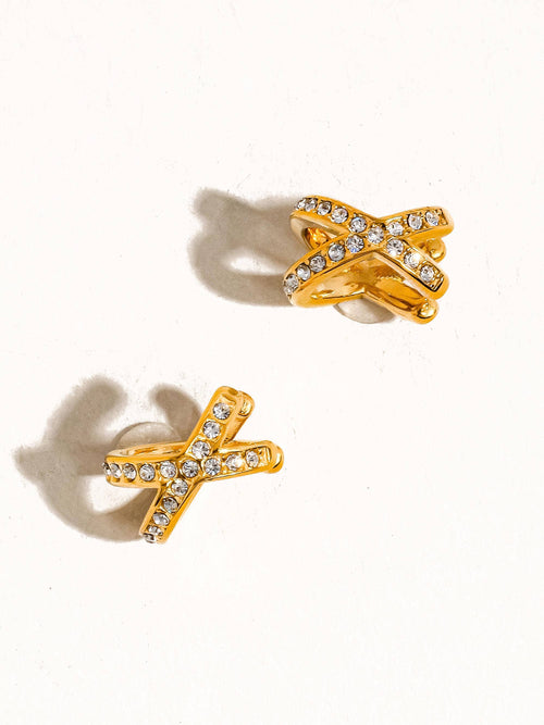 Avery 18K Gold Non-Tarnish X CZ Ear Cuff