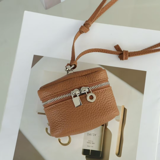 Leather Sling Key Chain Mini Purse Charm