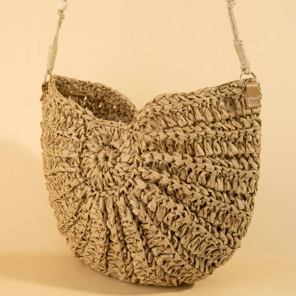 Shell Strap Straw Braided Bag