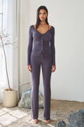 Soft jersey double neckline strap top & pants set