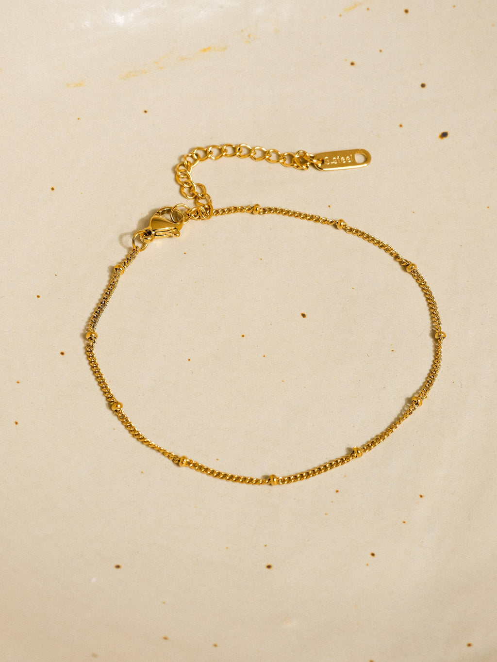Gold Non-Tarnish Classic Beaded Chain Anklets