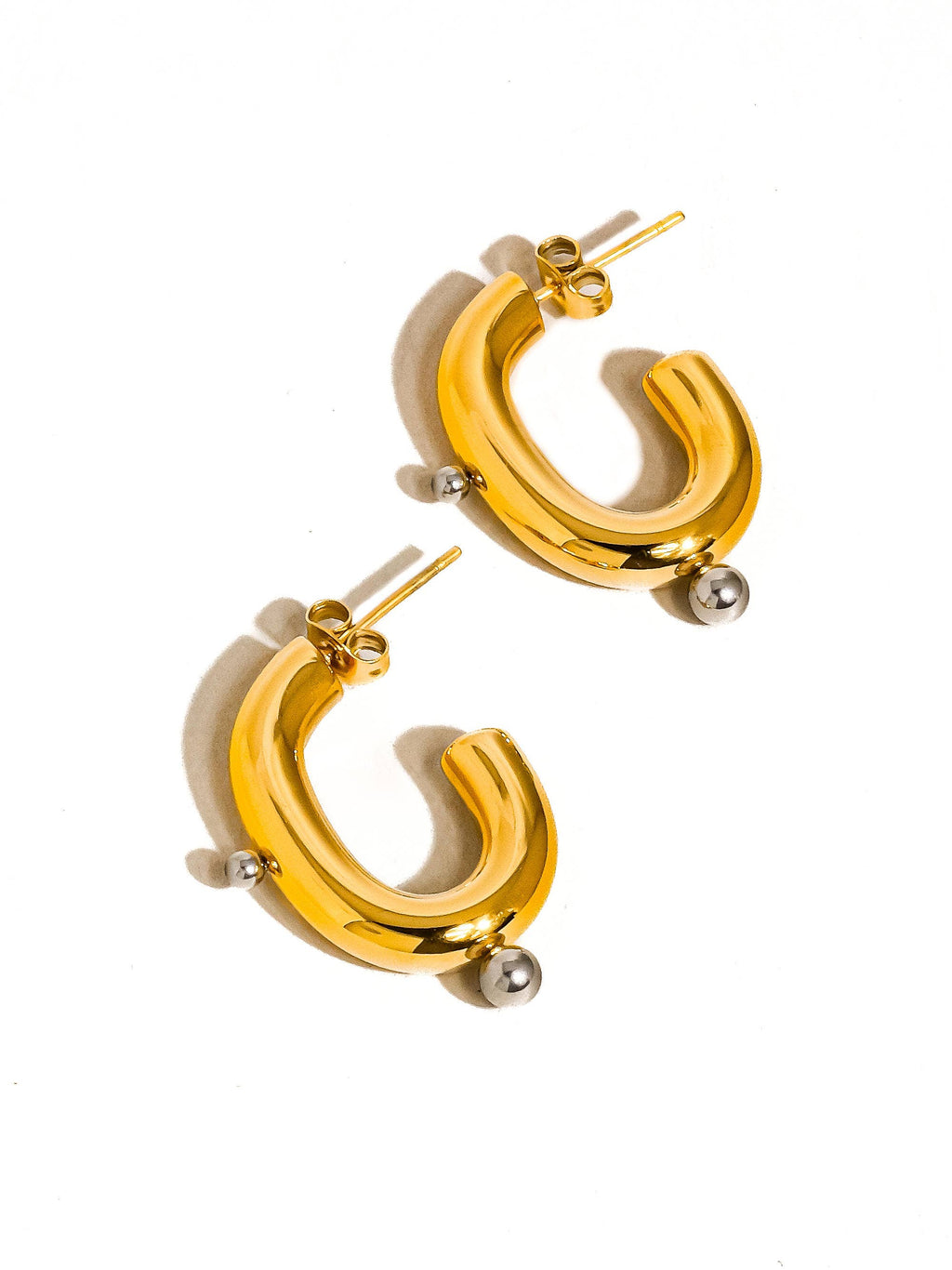 Two Toned C Hoop Earring