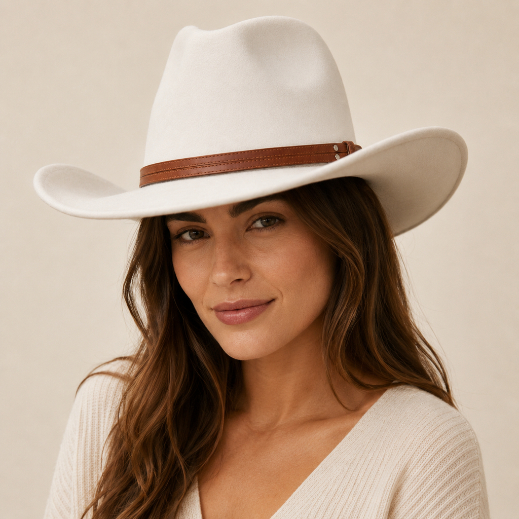Double-Strand Western Leather Hat Band – Brown