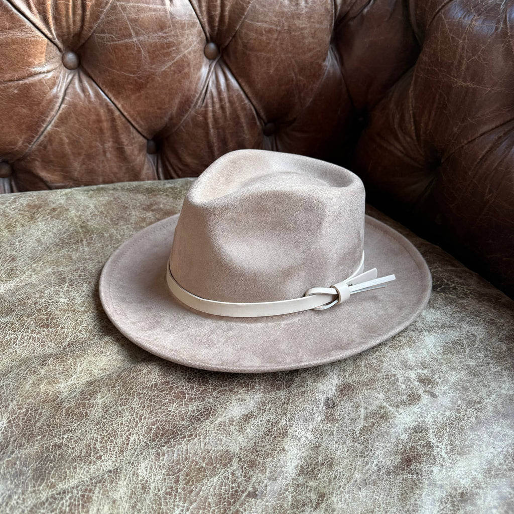 Vegan suede rancher hat with leather Hat band