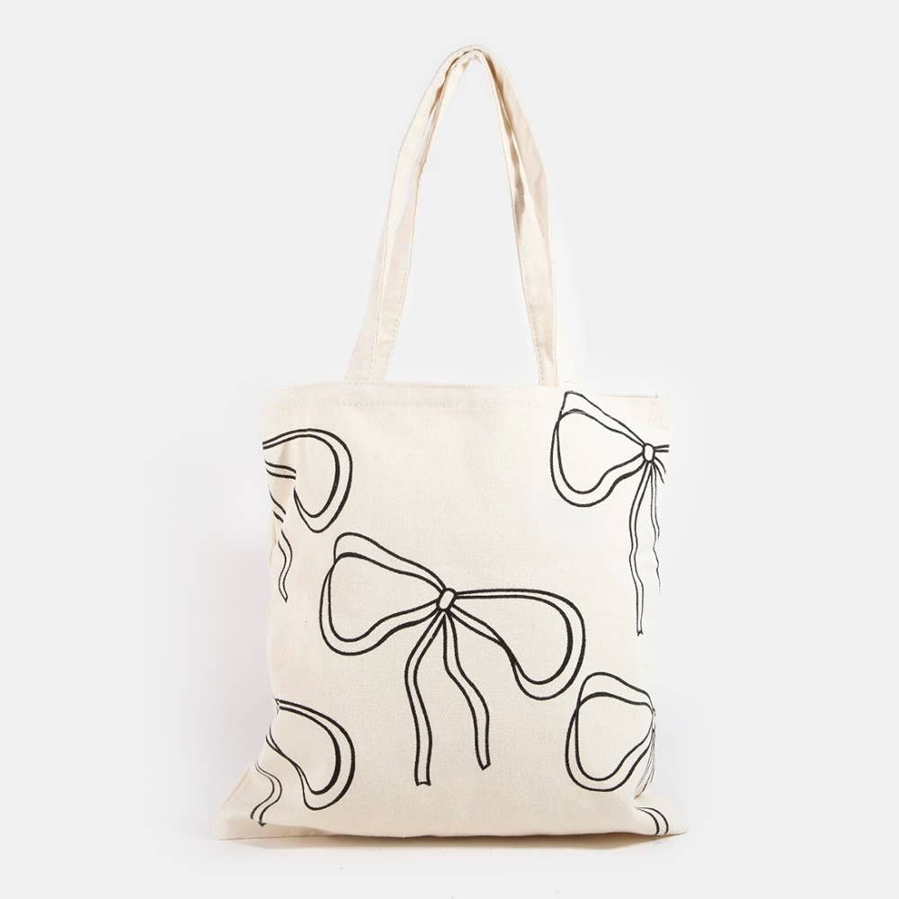 Ribbon Bow Tie Print Tote Bag