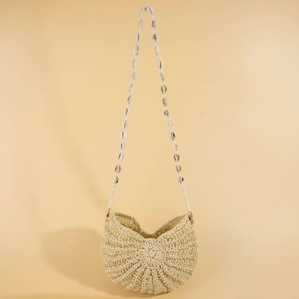 Shell Strap Straw Braided Bag