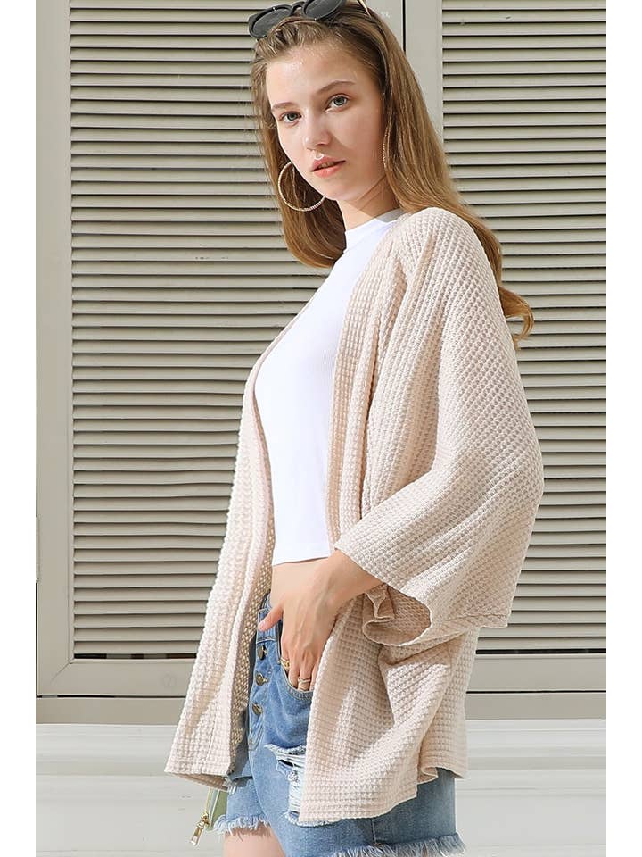 WAFFLE KNIT CARDIGAN