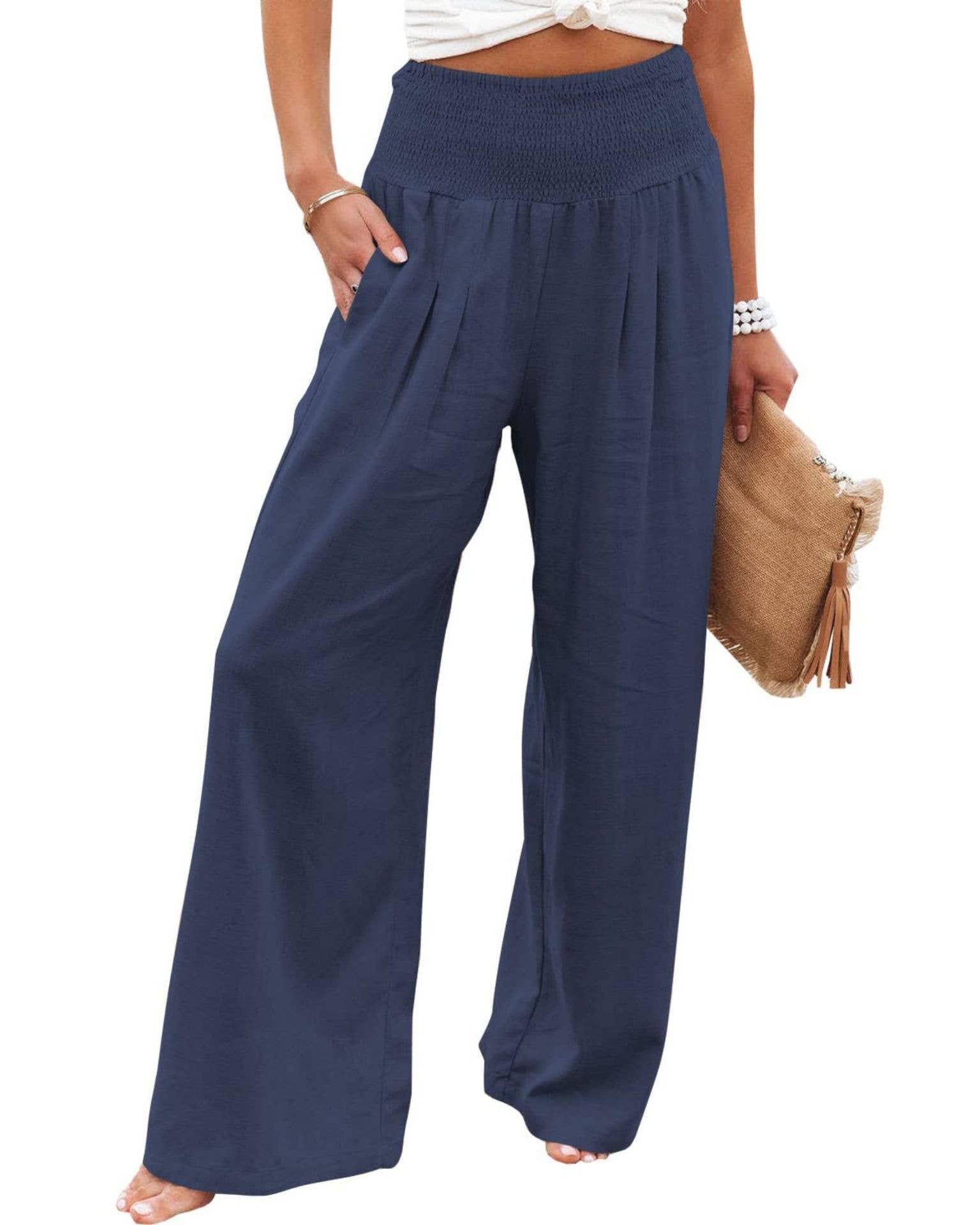 MID-RISE LINEN PANTS