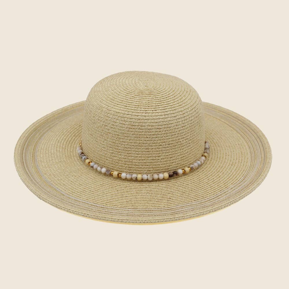 Beaded Strap Straw Sun Hat