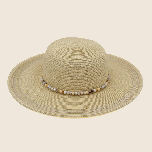 Beaded Strap Straw Sun Hat