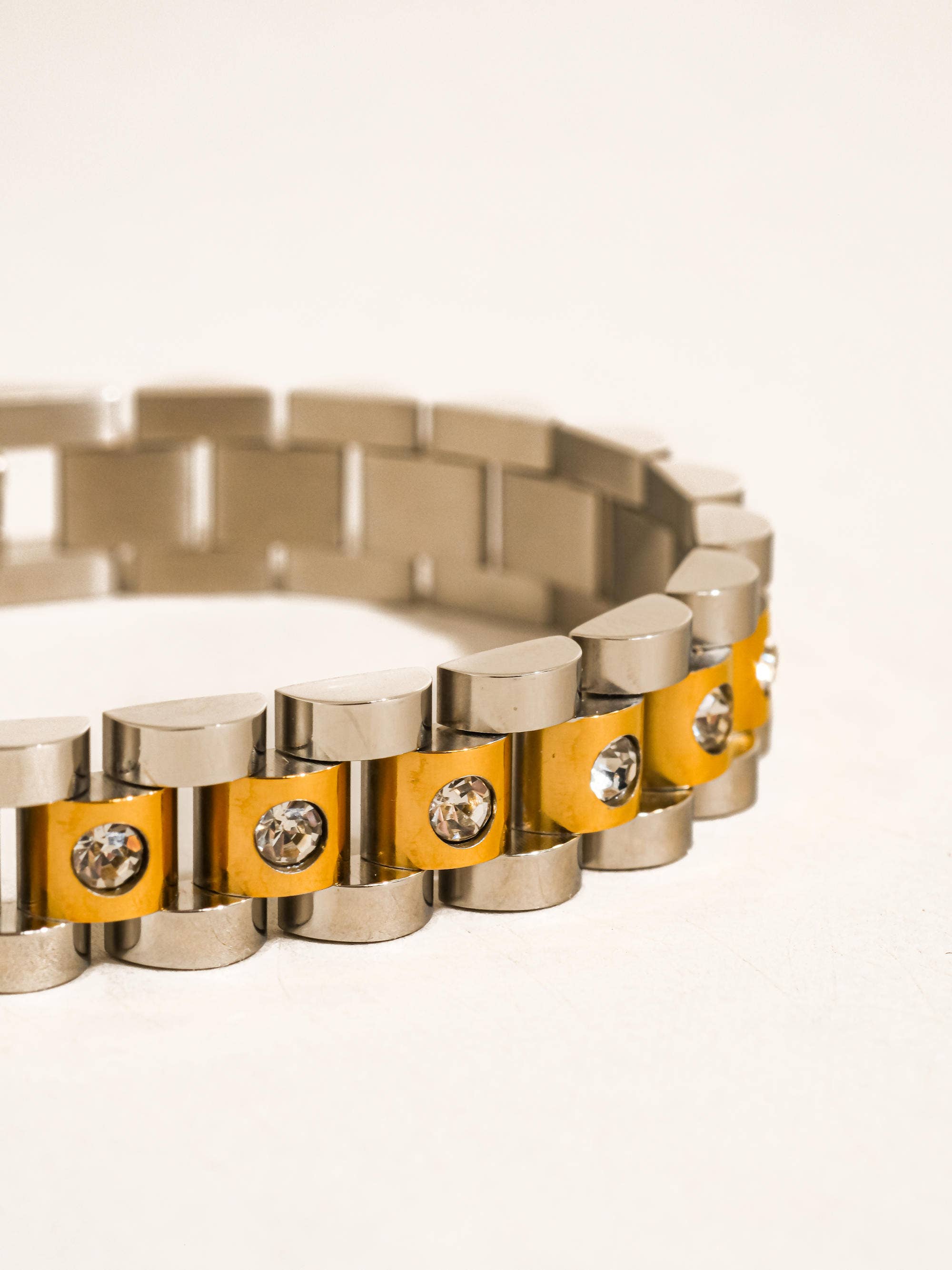 Faelys 18K Gold Non-Tarnish Two-Tone Watchband Bracelet