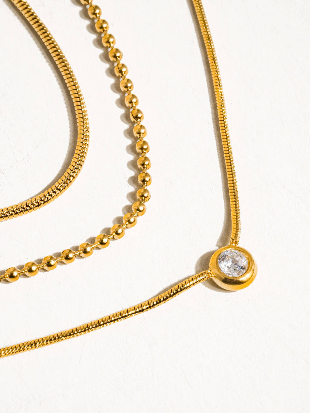Trilayer CZ Chain Necklace