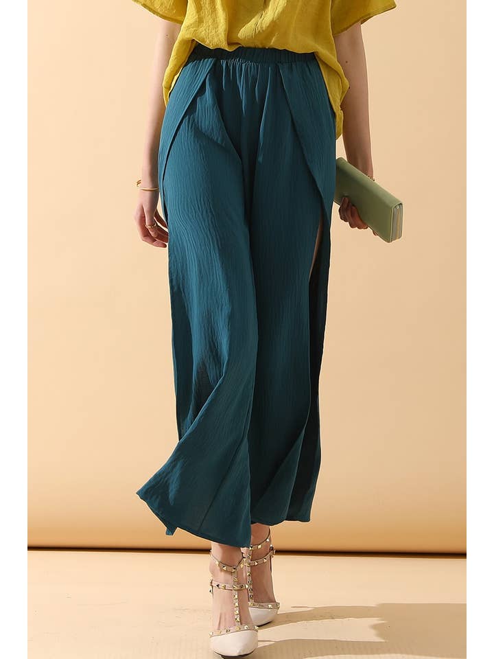 FRONT SLIT WIDE LEG PANTS