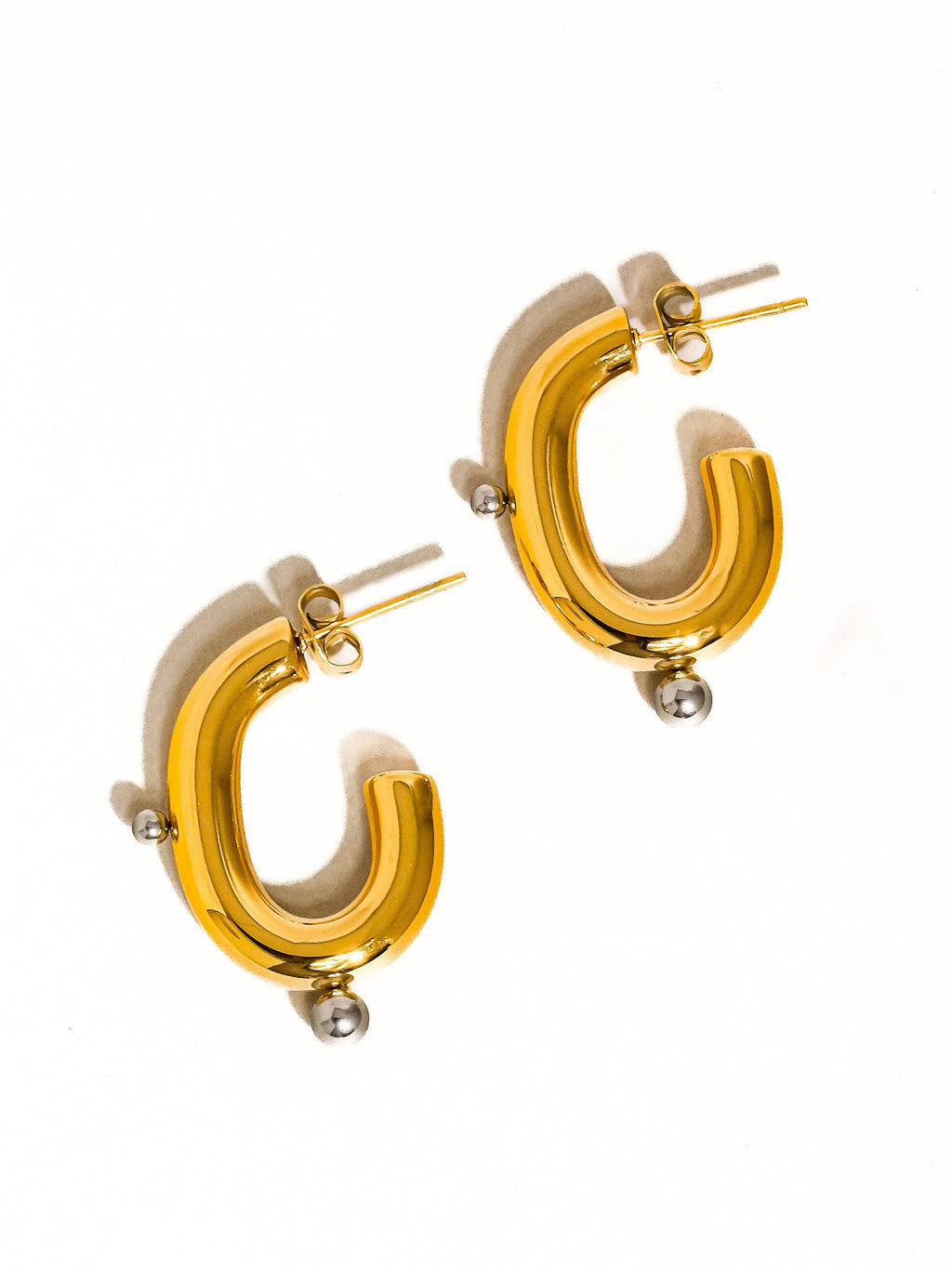 Two Toned C Hoop Earring