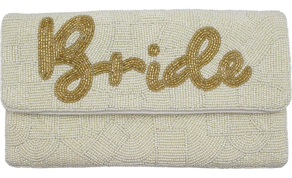 CREAM BRIDE BEADED CLUTCH