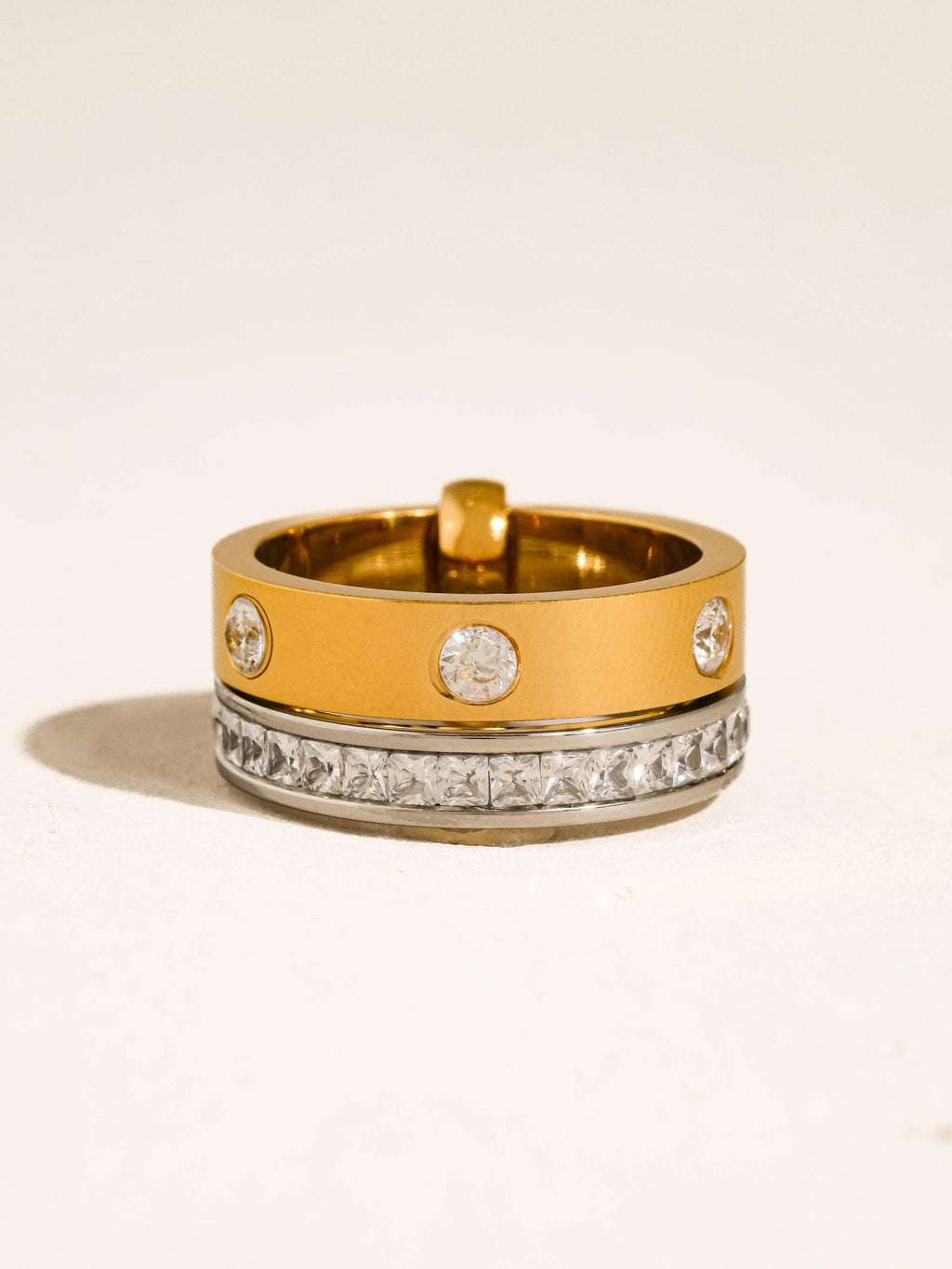 Two-Tone Crystal Band Ring