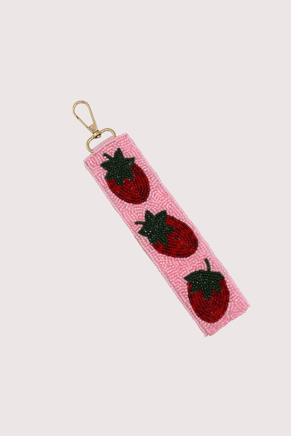 Strawberries Beaded Keychain Strap