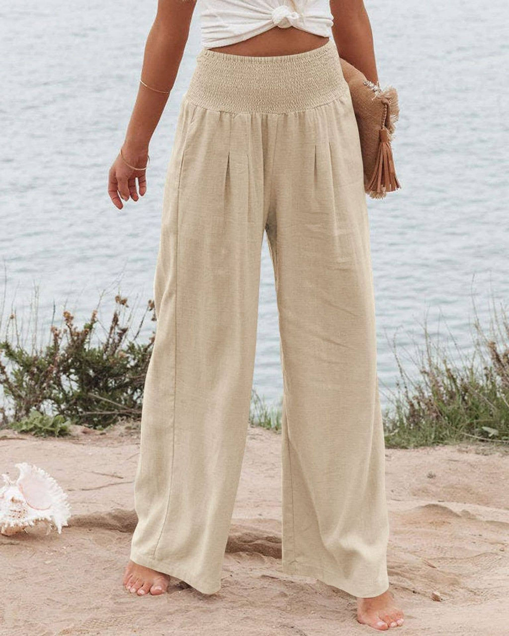 MID-RISE LINEN PANTS