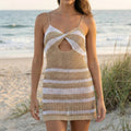 Striped Crochet Knit Cami Cover Up Dress