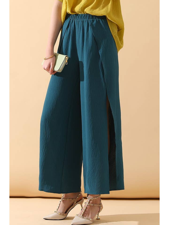 FRONT SLIT WIDE LEG PANTS