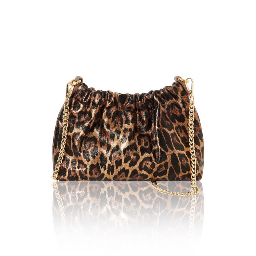 Italian Genuine Leather Leopard Print Crossbody Bag