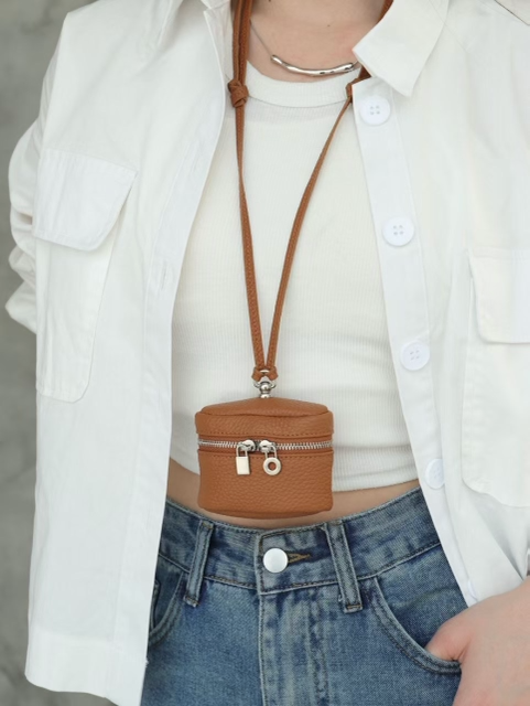 Leather Sling Key Chain Mini Purse Charm