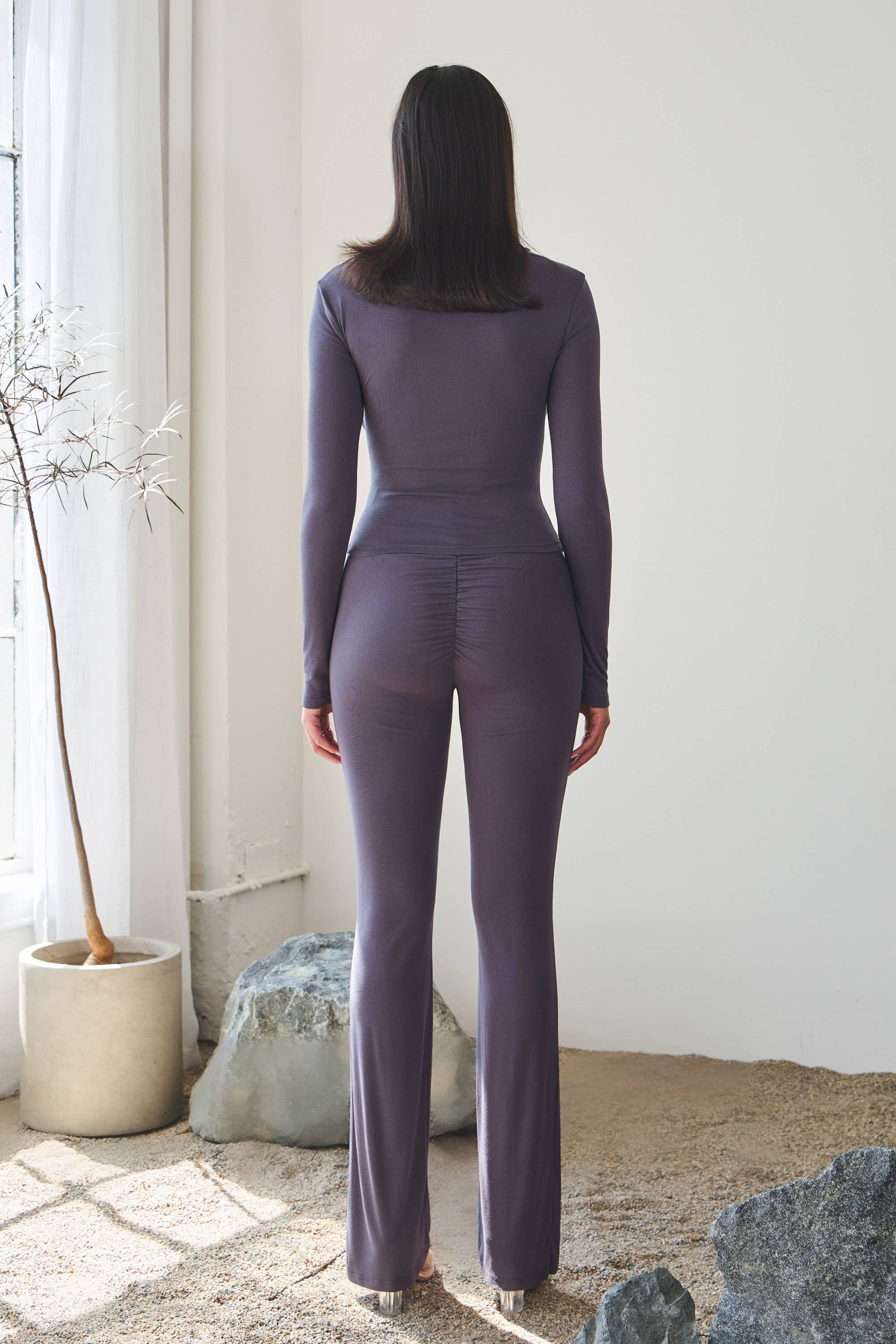 Soft jersey double neckline strap top & pants set