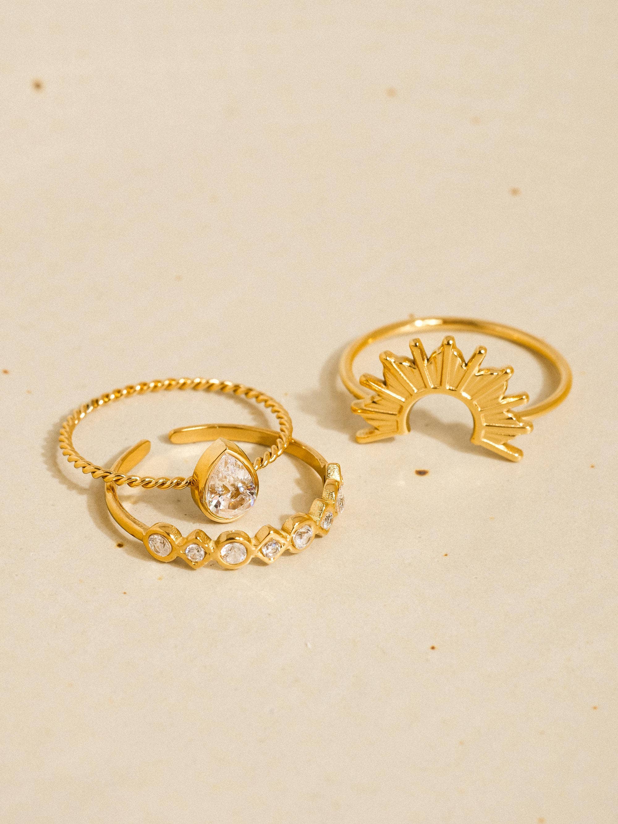 Sun Stone CZ Layered Ring