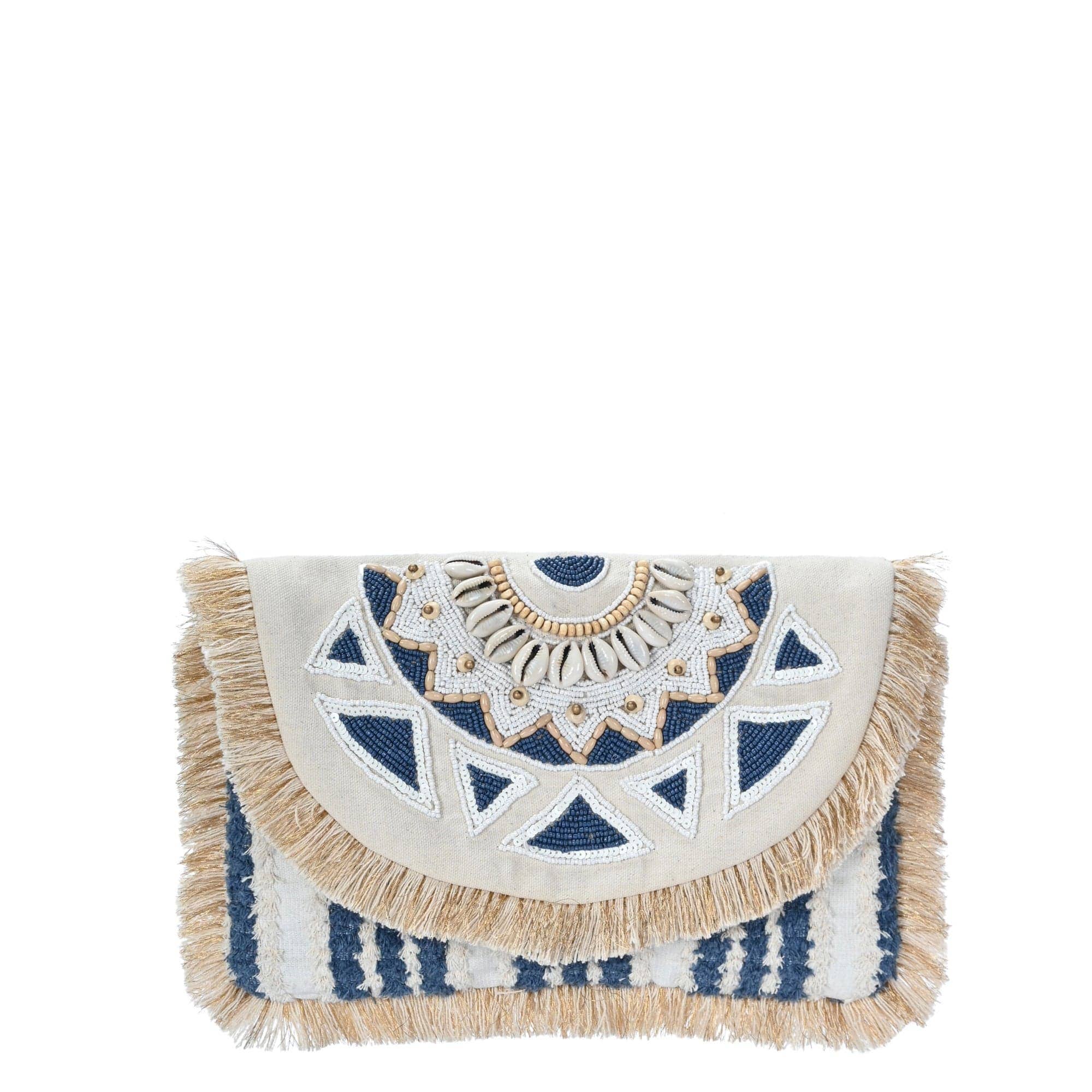 Shells & Beaded Fringe Clutch