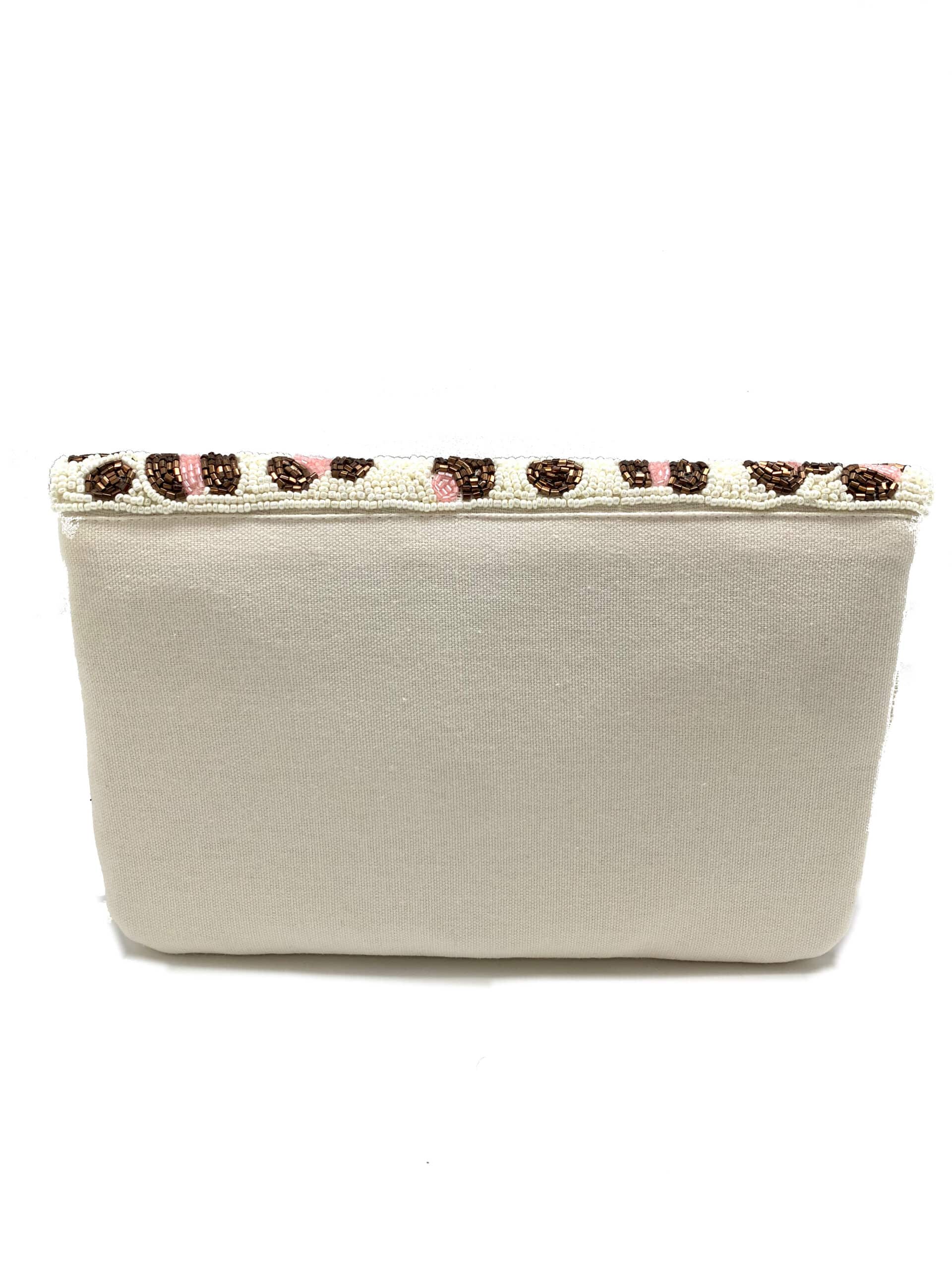 Pink Leopard Beaded Clutch