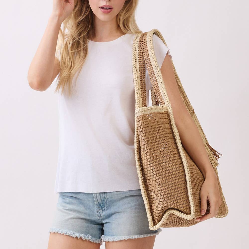 Two Tone Woven Tote
