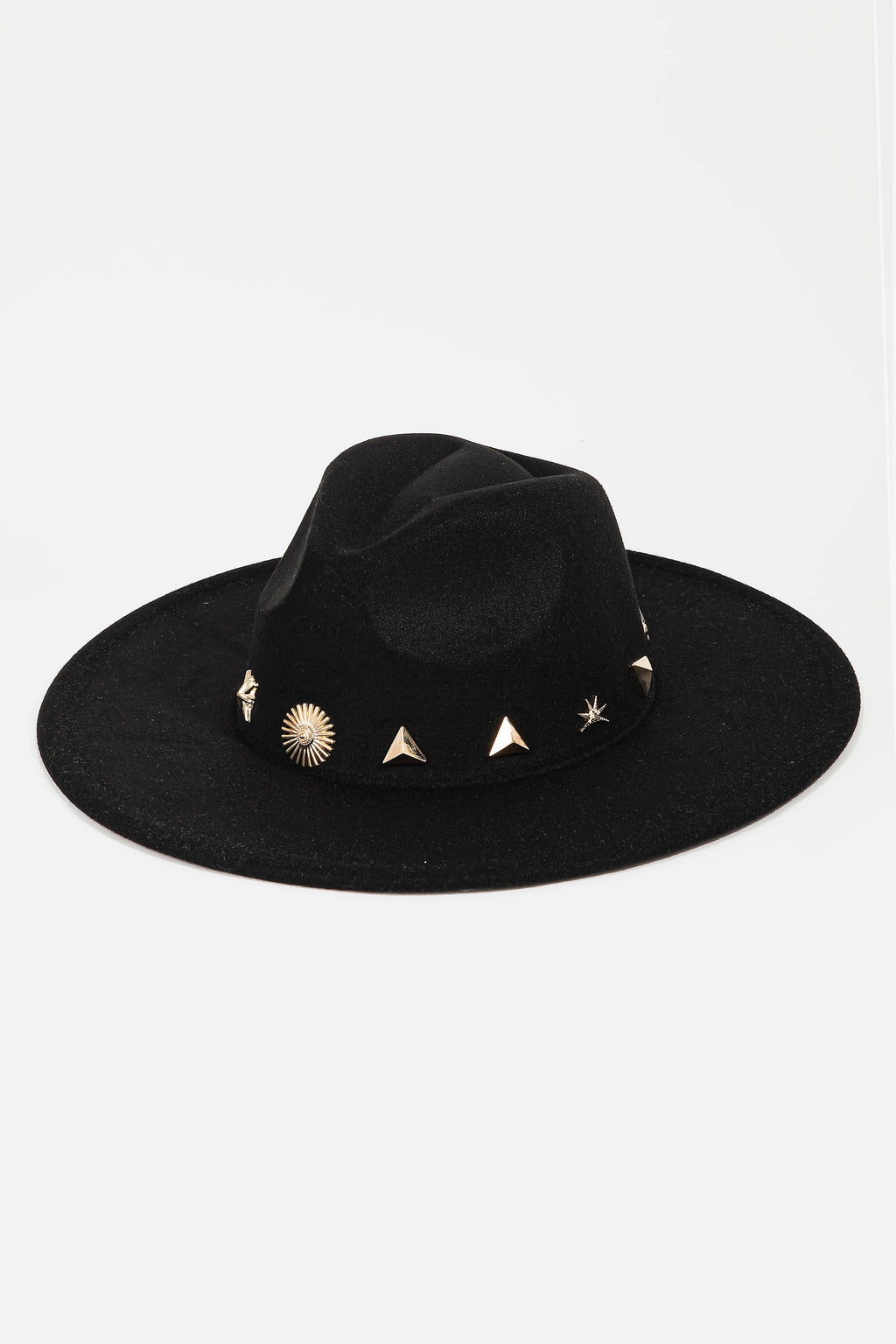 Studded Sun Moon Star Fashion Fedora Hat