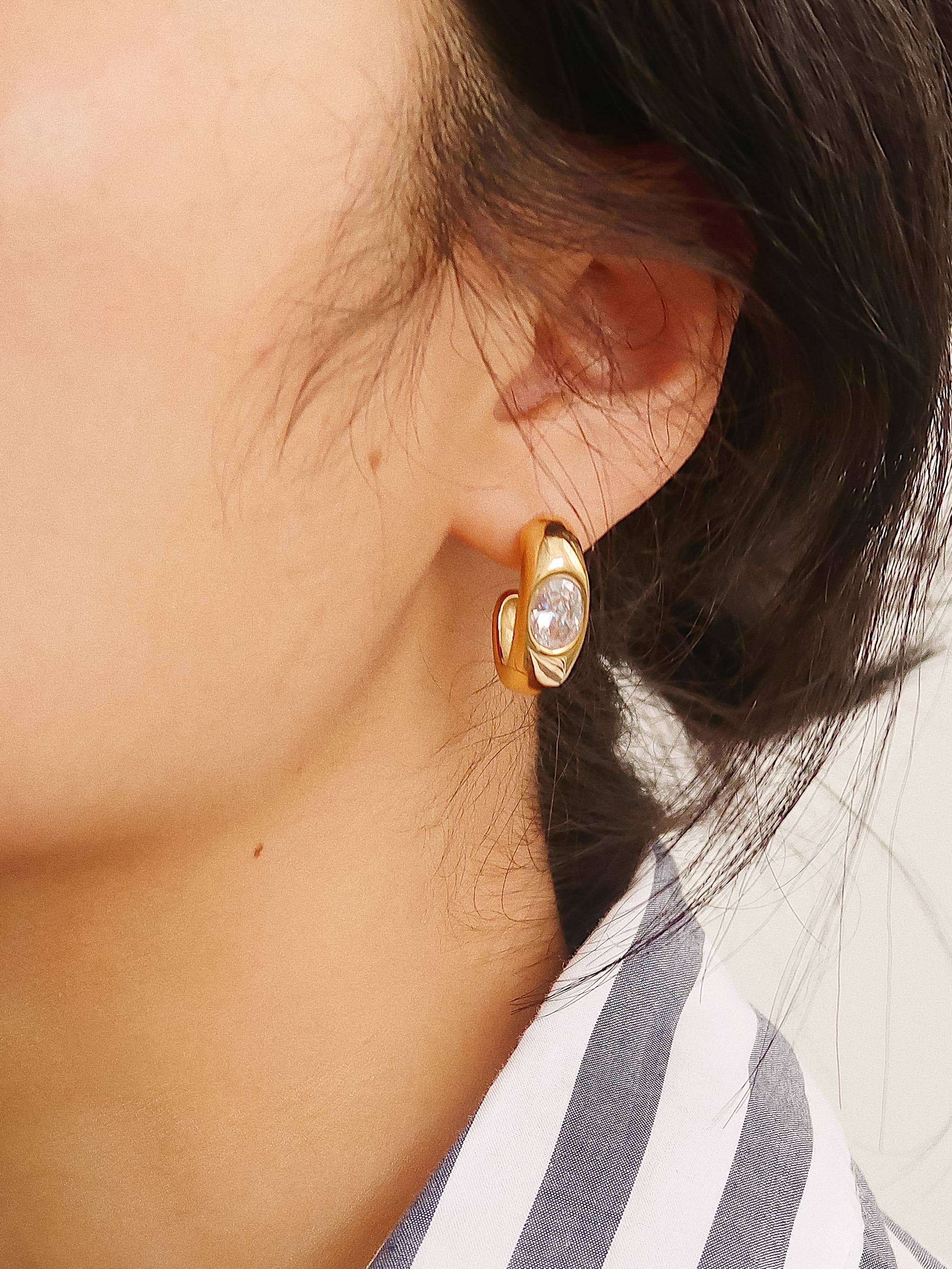 CZ Classic Hoop Earring