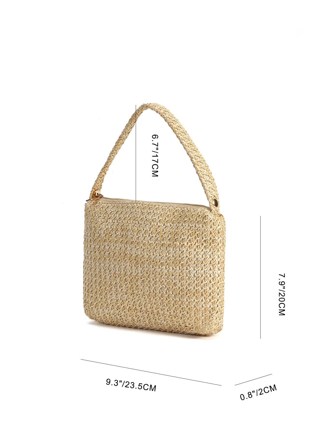 Rivet Straw Clutch Handbag