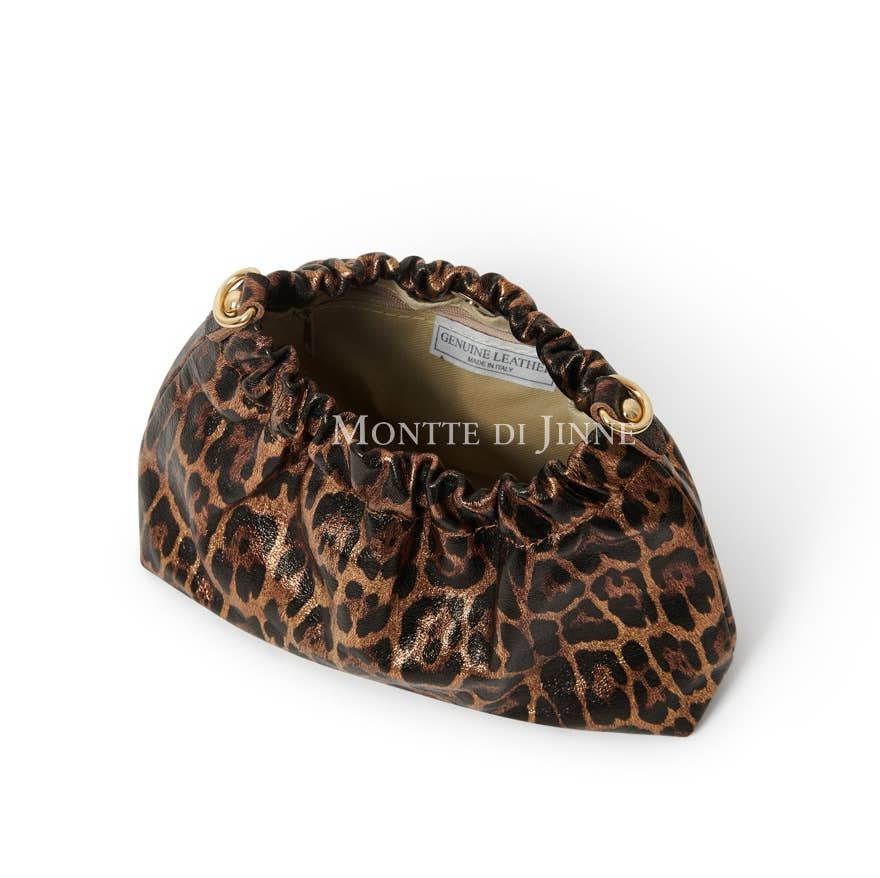 Italian Genuine Leather Leopard Print Crossbody Bag