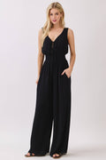Solid Sleeveless Wide Leg Jumpsuit