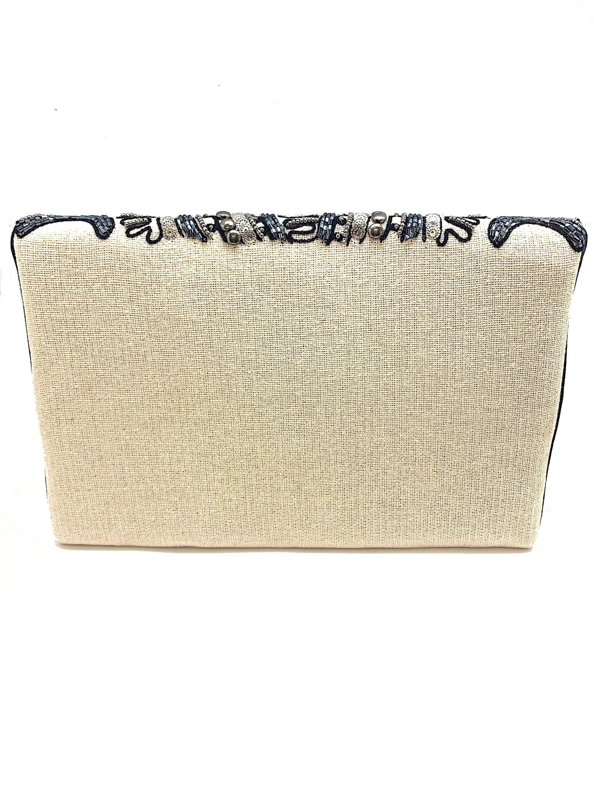 HEMATITE STUDDED BEADED CLUTCH