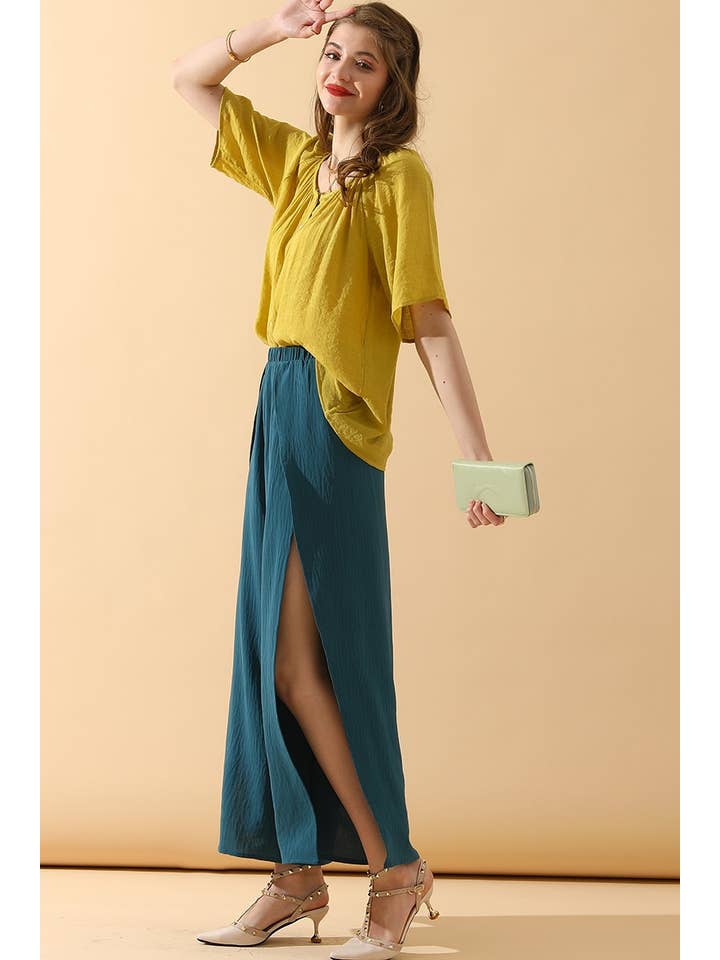 FRONT SLIT WIDE LEG PANTS