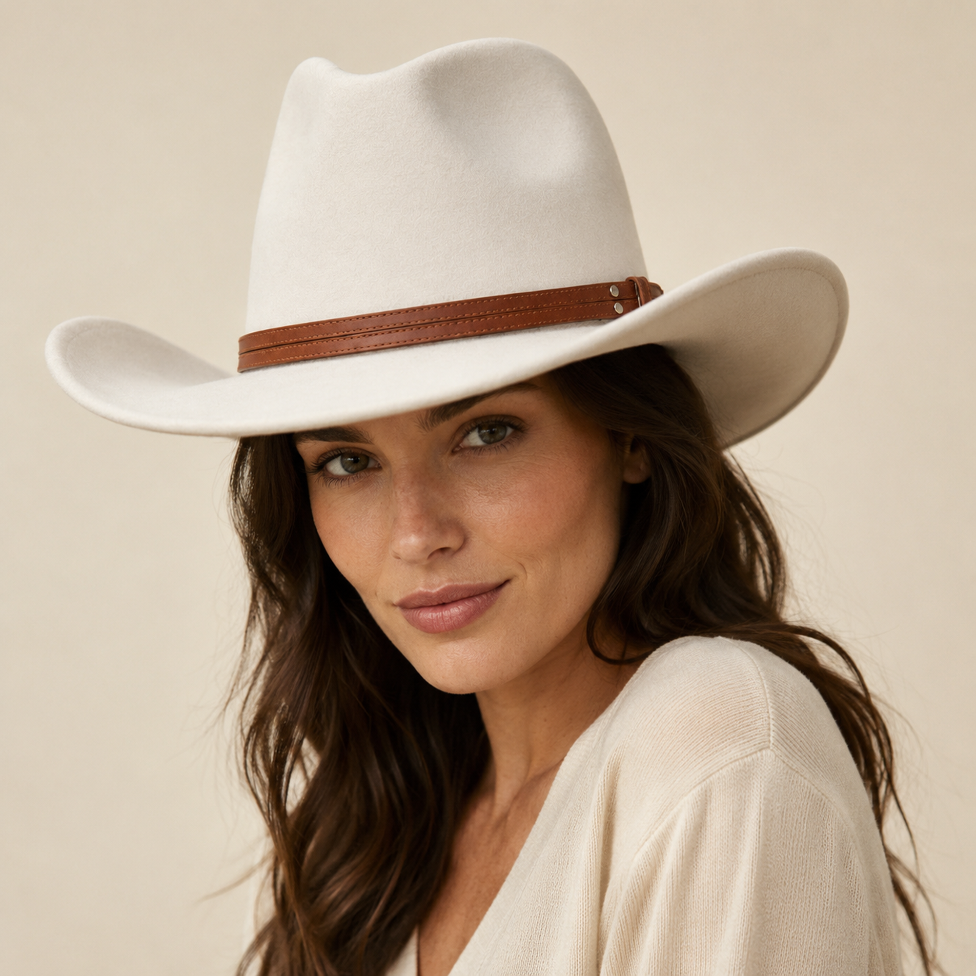 Double-Strand Western Leather Hat Band – Brown