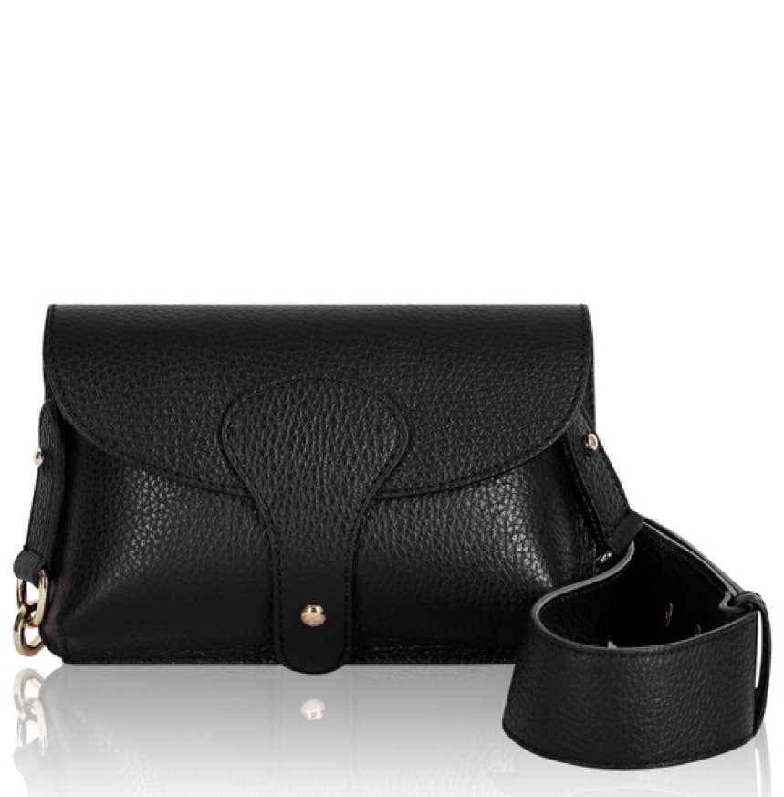 Italian Leather Crossbody Bag With Wide Strap