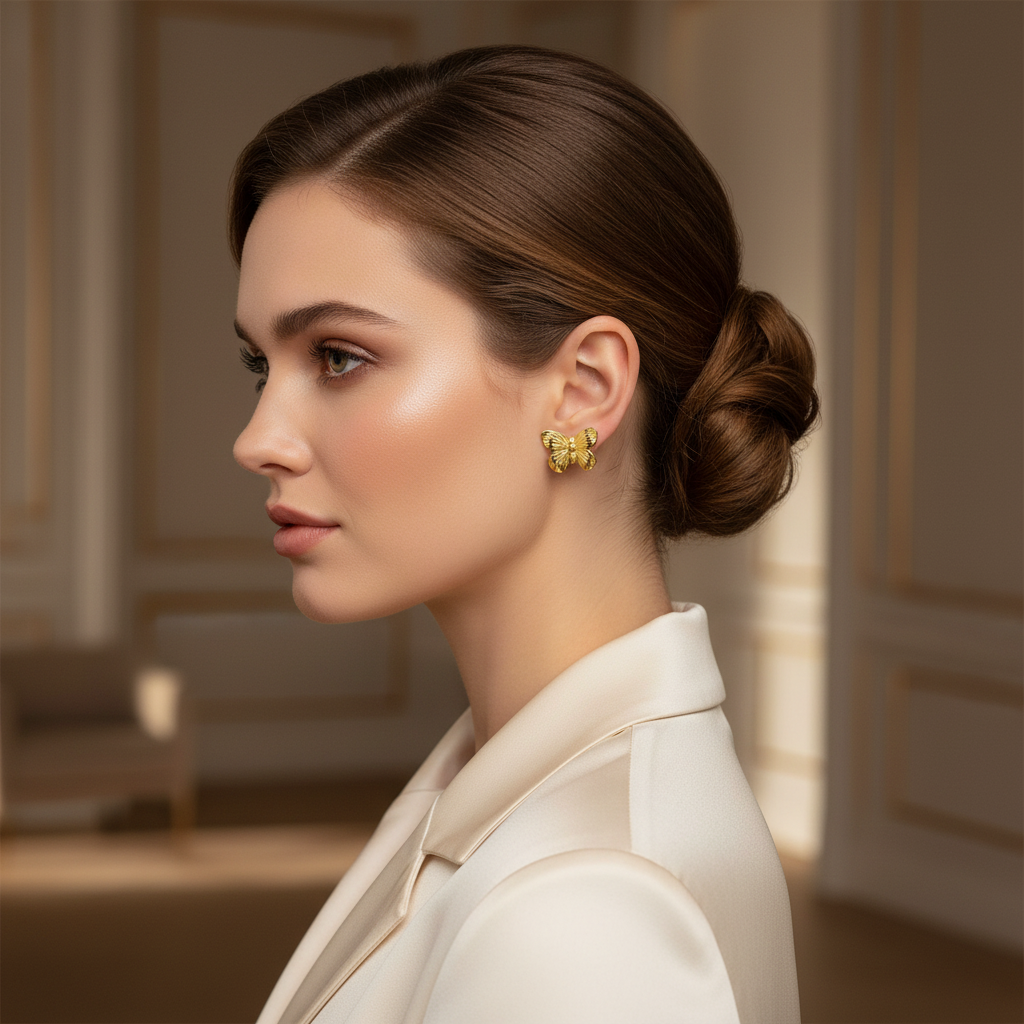 Vintage Butterfly Solo Stud Earrings
